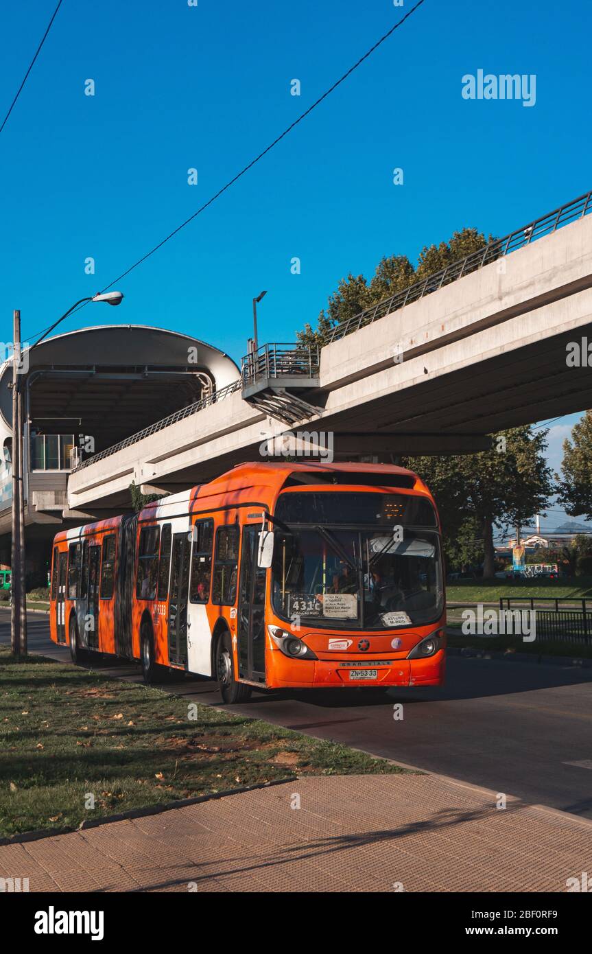 SANTIAGO, CHILE - MARCH 2017: A Transantiago bus in Maipú Stock Photo