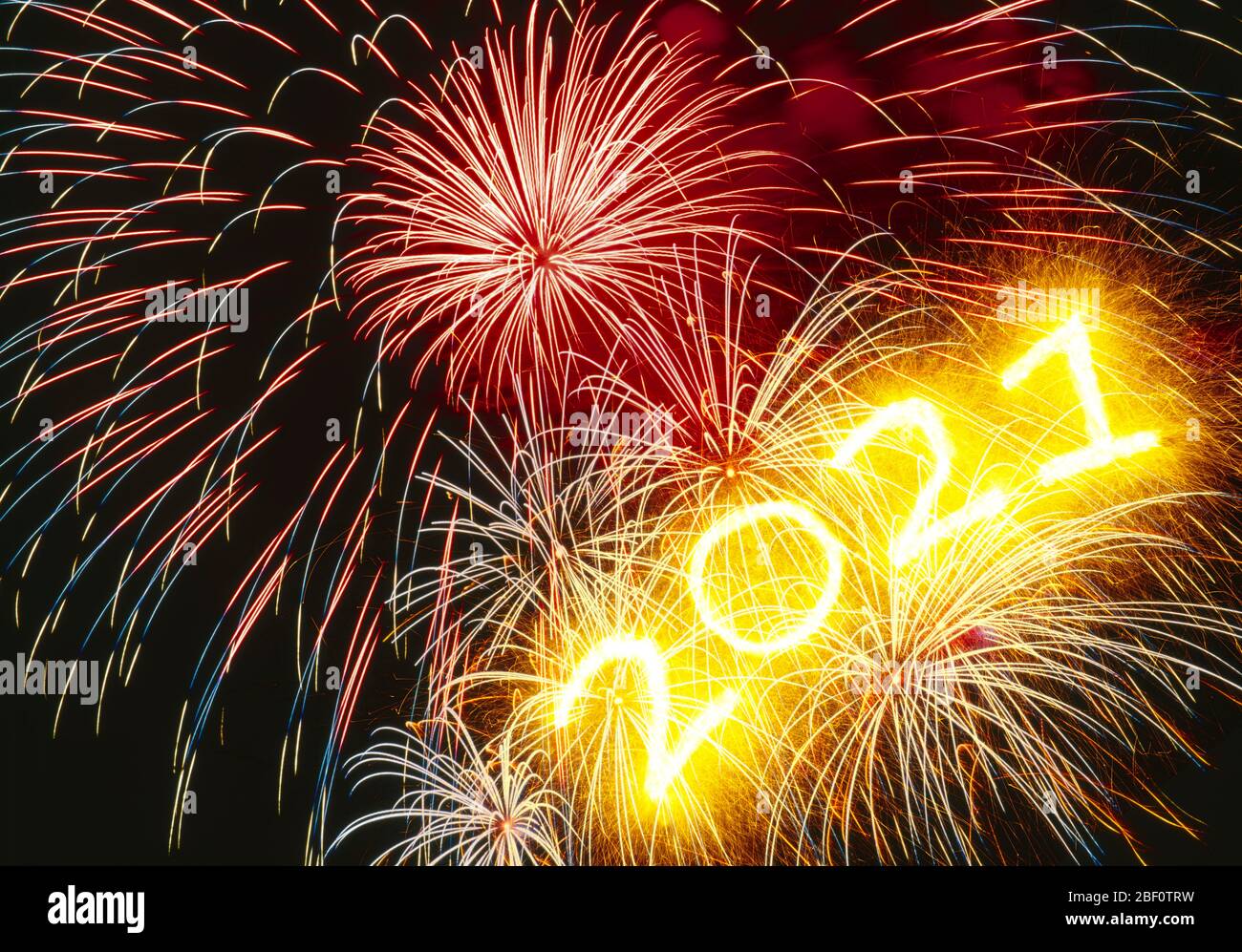 FOTOMONTAGE, fireworks with year 2021, Germany Stock Photo Alamy