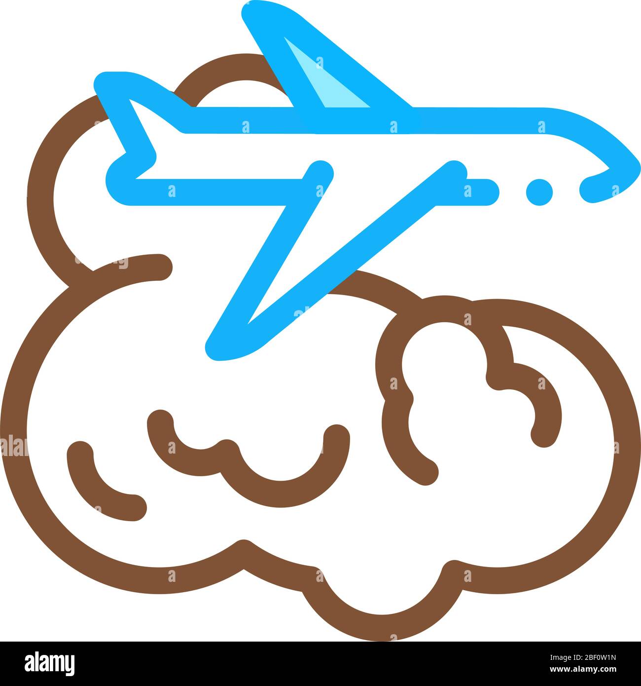 plane flies in clouds icon vector outline illustration Stock Vector