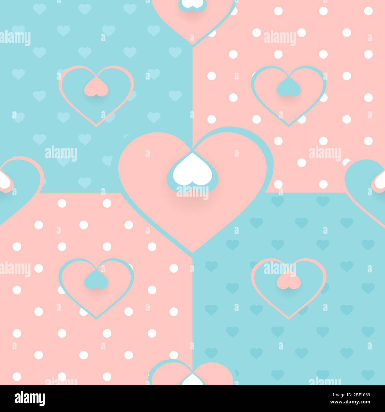 Template with hearts for design Valentines Day in pastel colors. vector