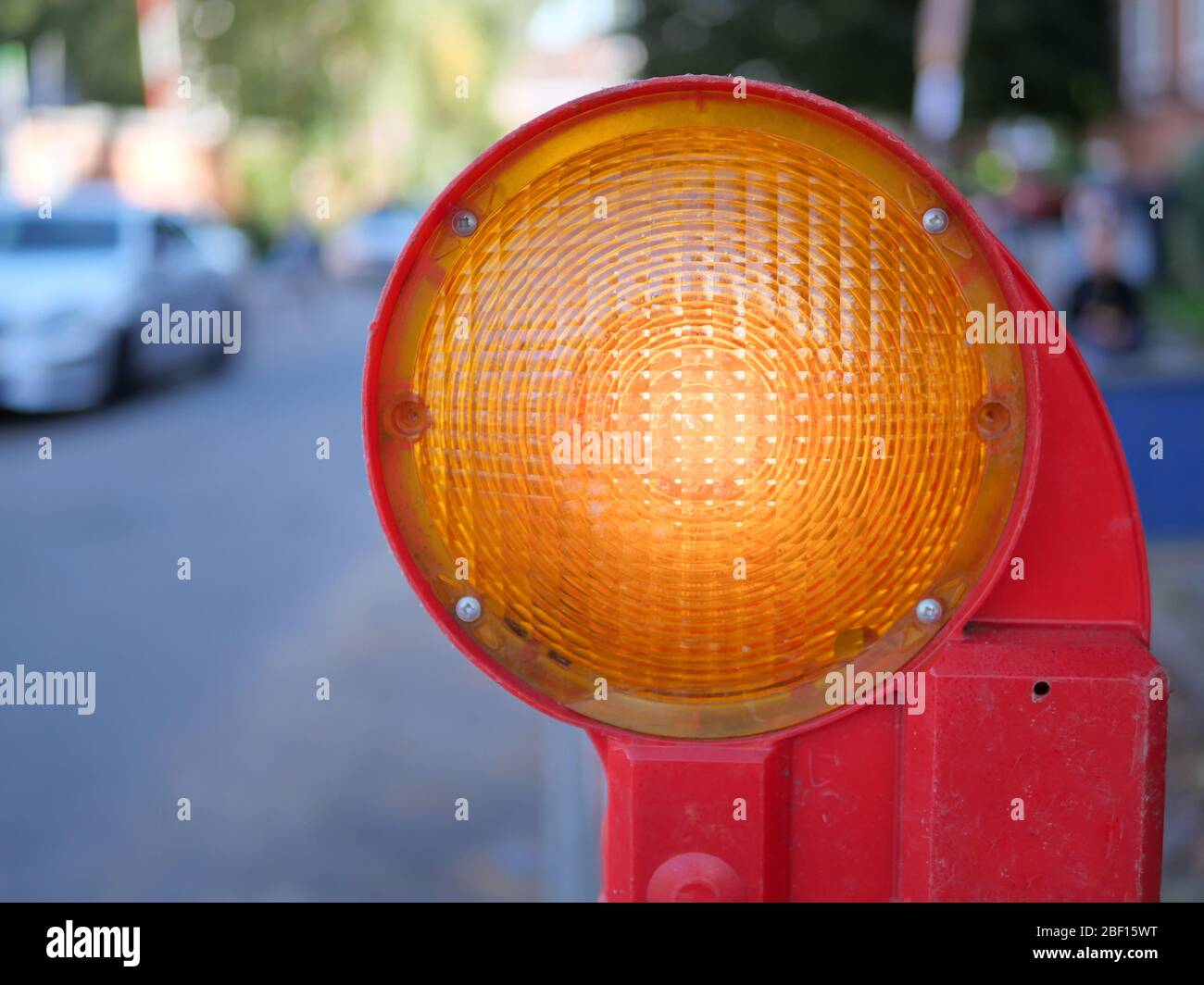 Red warning light for construction site hires stock photography and
