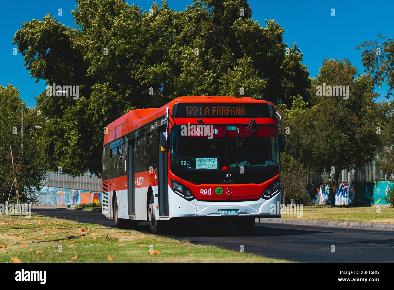 SANTIAGO, CHILE - JANUARY 2020: A Transantiago / RED Movilidad bus in Maipú Stock Photo