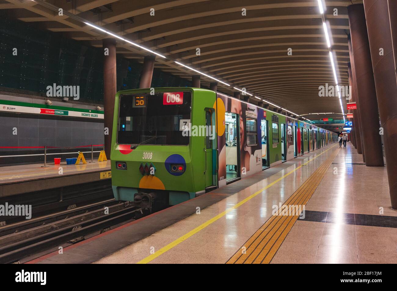 SANTIAGO, CHILE - MAY 2016: A Metro de Santiago train at a station of Line 5 Stock Photo