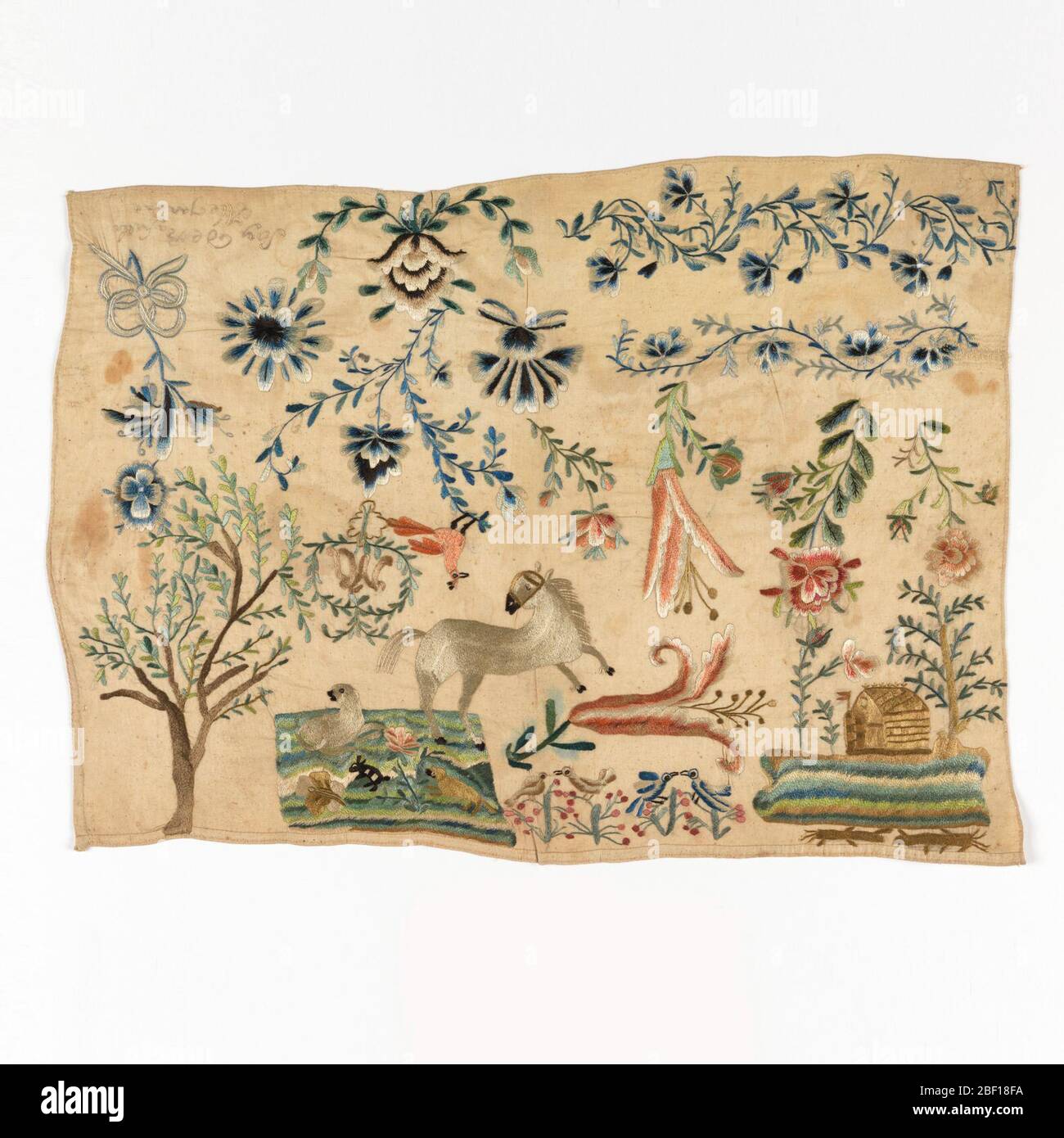 Sampler. Detached motifs including floral borders, flowering sprays, trees, animals, birds and a house. Maker's name unreadable Stock Photo - Alamy Sampler. Detached motifs including floral borders, flowering sprays, trees, animals, birds and a house. Maker's name unreadable Stock Photo - Alamy