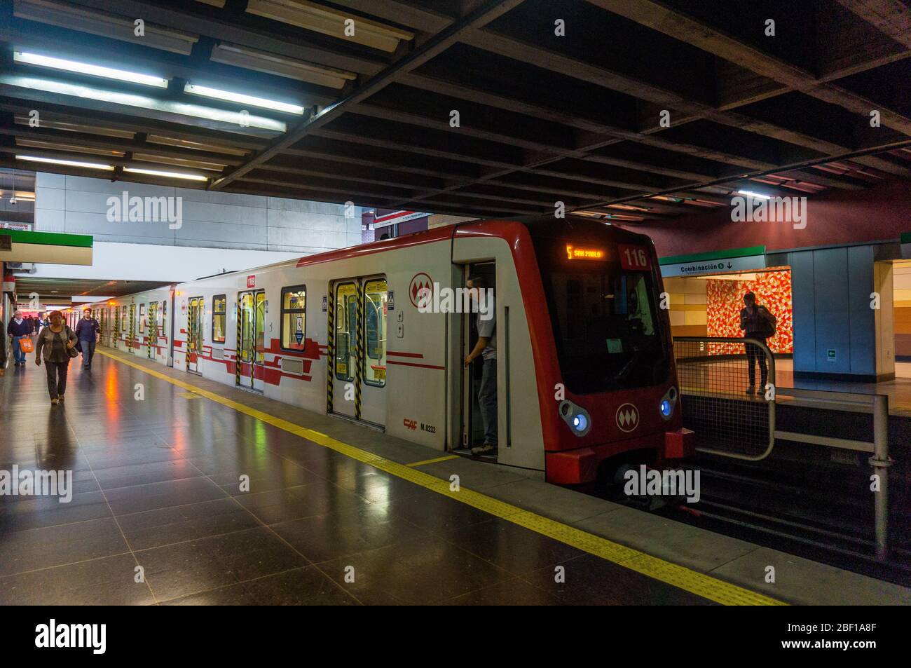 SANTIAGO, CHILE - APRIL 2017: A Metro de Santiago train at San Pablo station Stock Photo