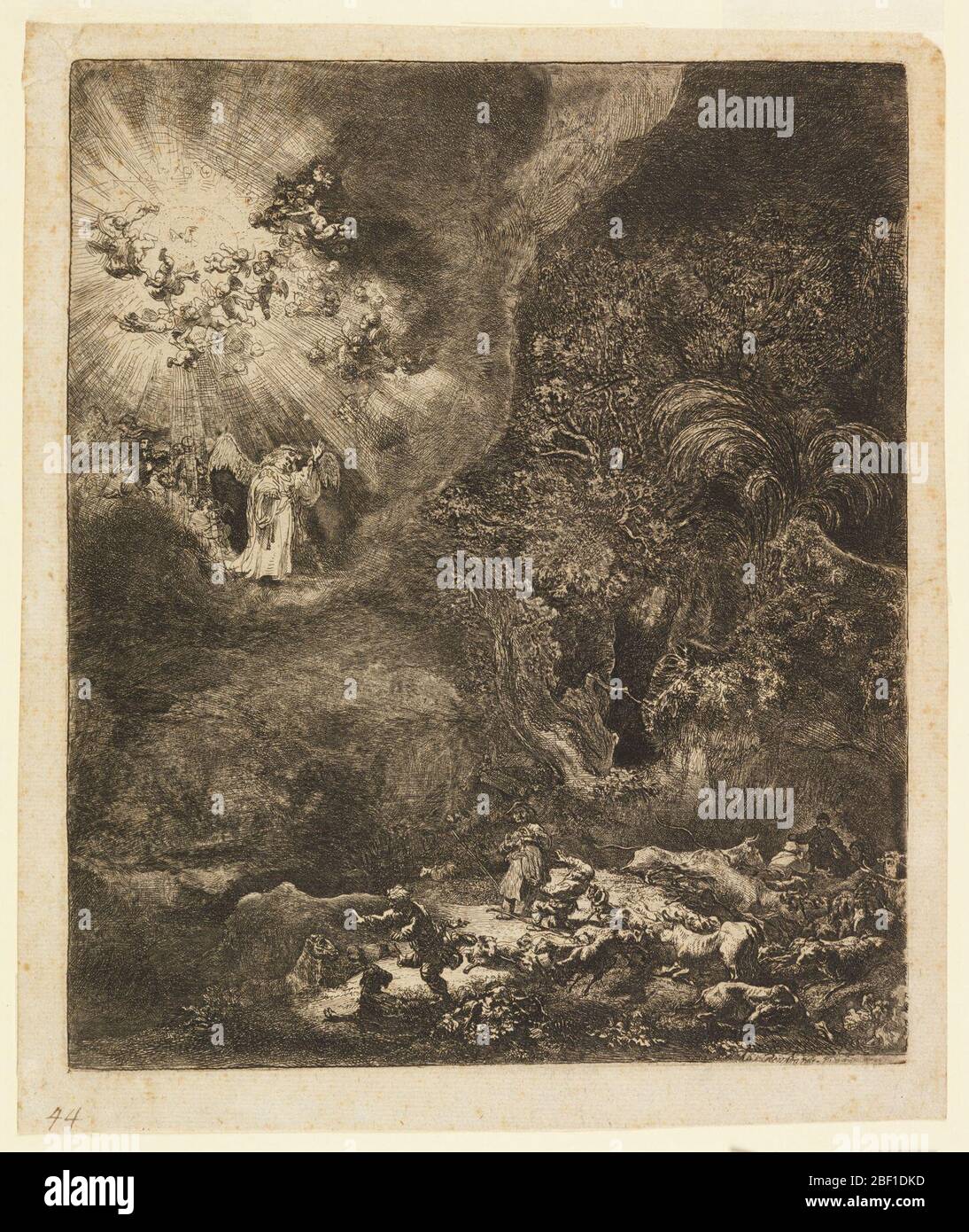 Angel Appearing to the Shepherds. Angel appearing with a group of small ...