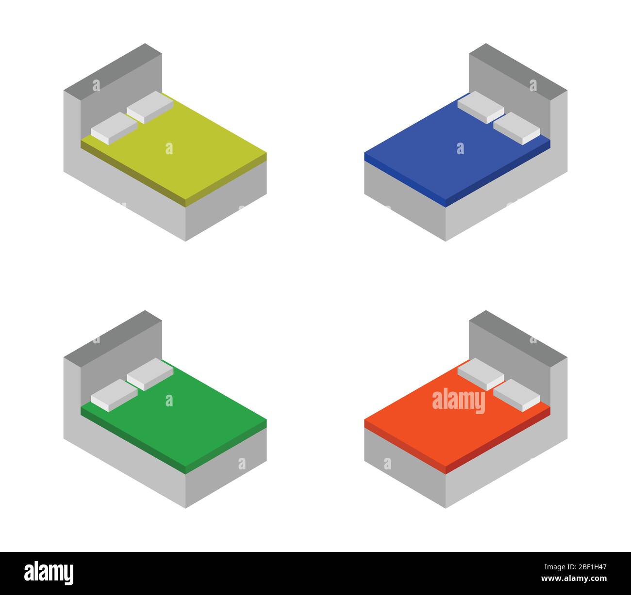 isometric bed icon illustrated in vector on white background Stock Vector