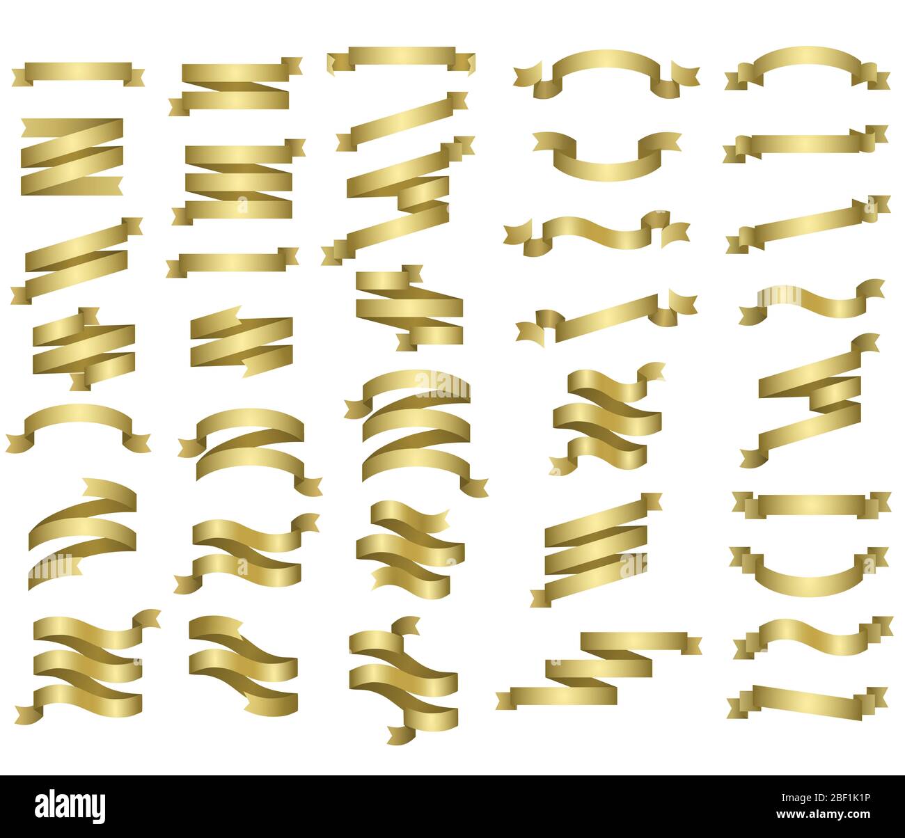 set of gold ribbons Stock Photo