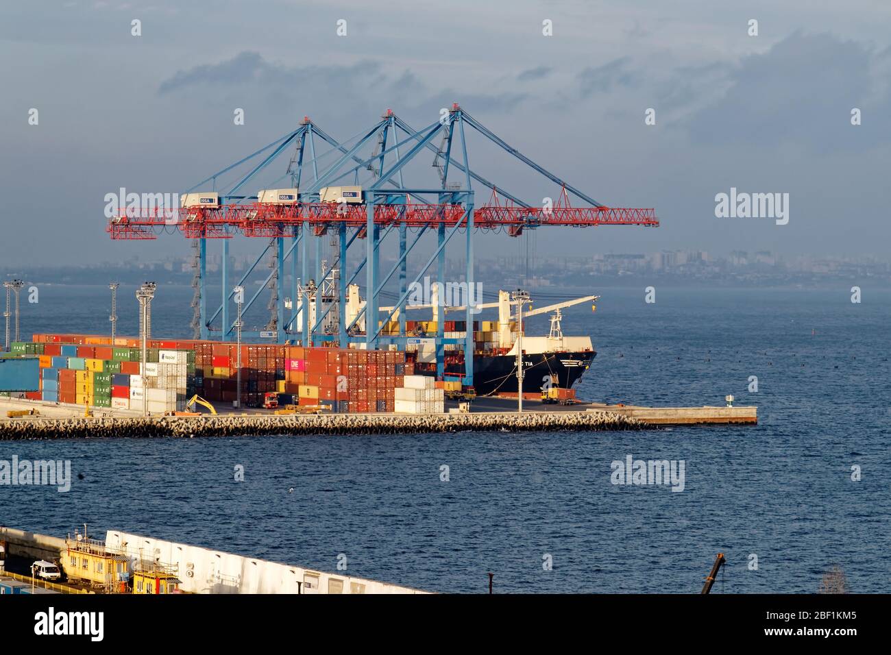 Sea port for loading and unloading ships in Odessa Stock Photo - Alamy