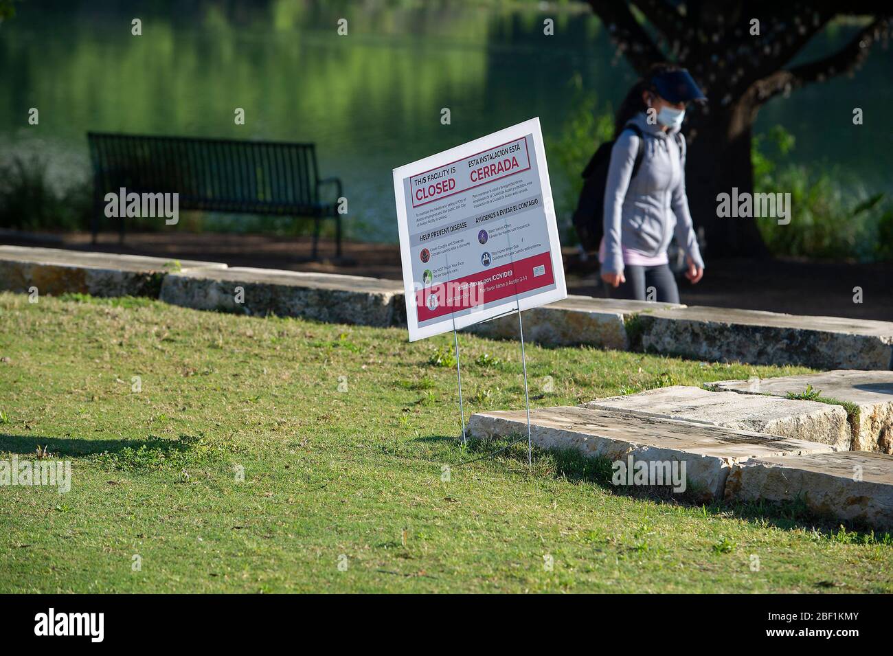 April 16, 2020: The City of Austin Parks Department issued signs that state 'This facility is CLOSED''. To maintain the health and safety of City of Austin employees and the public the City of Austin facility is closed. Austin, Texas. Mario Cantu/CSM Stock Photo