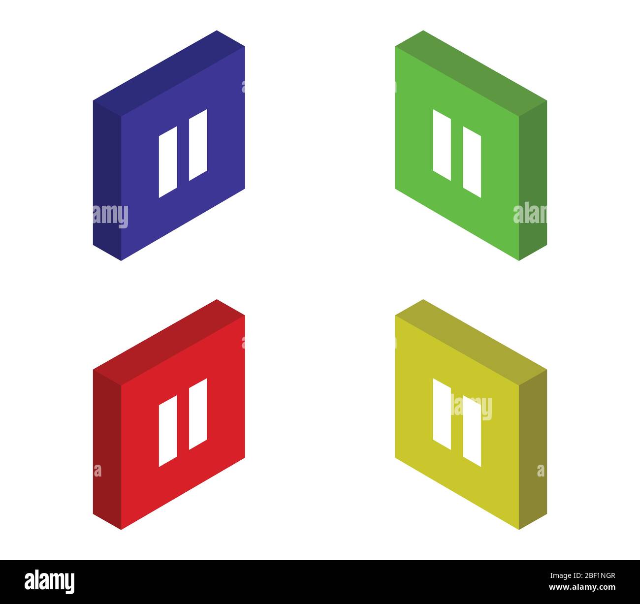 isometric pause button icon illustrated in vector on white background Stock Vector
