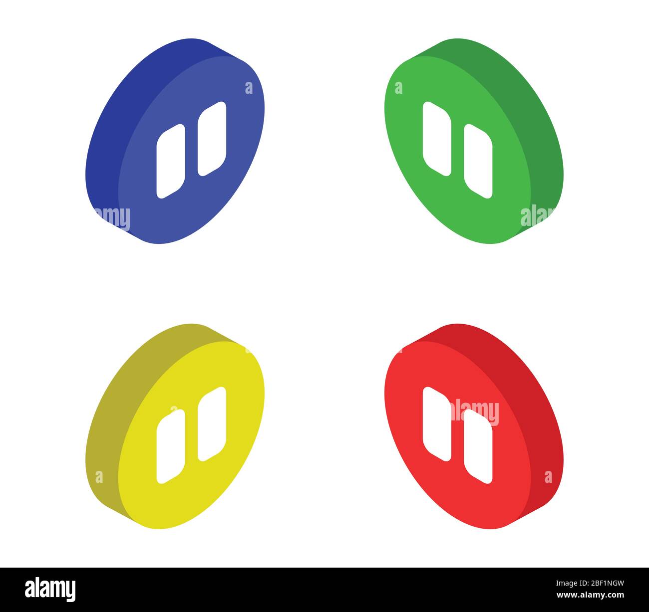 isometric pause button icon illustrated in vector on white background Stock Vector