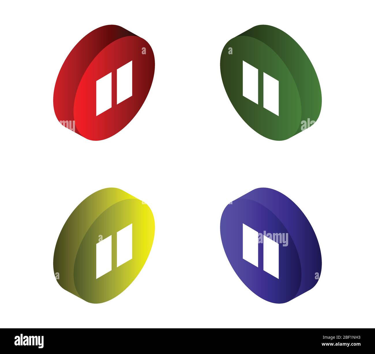 isometric pause button icon illustrated in vector on white background Stock Vector