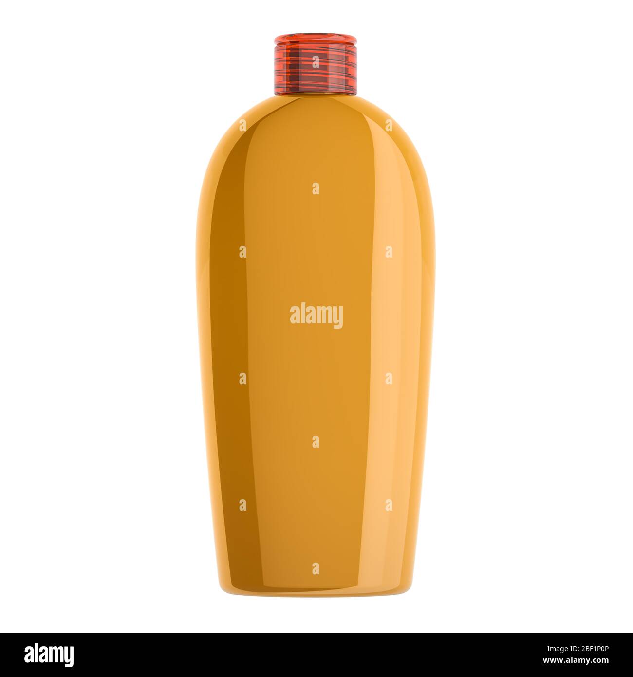 Orange plastic cosmetic bottle mockup. Shampoo, balm, conditioner or