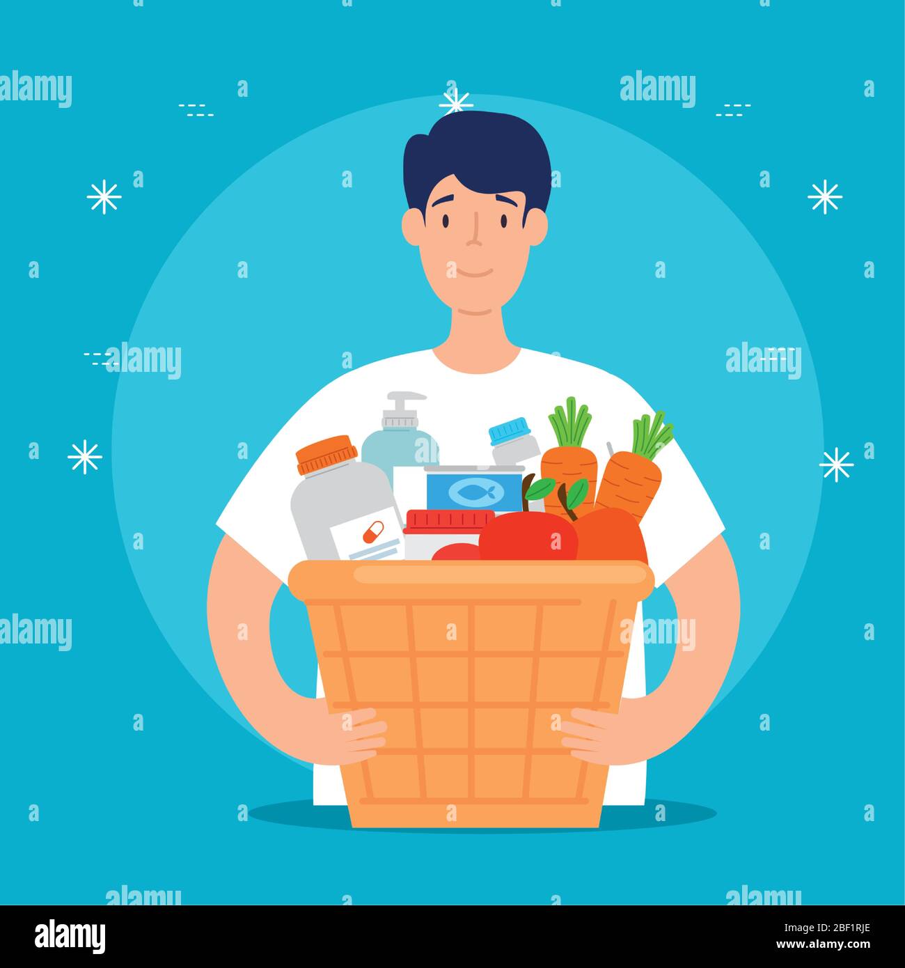 Volunteering man food Stock Vector Images - Alamy