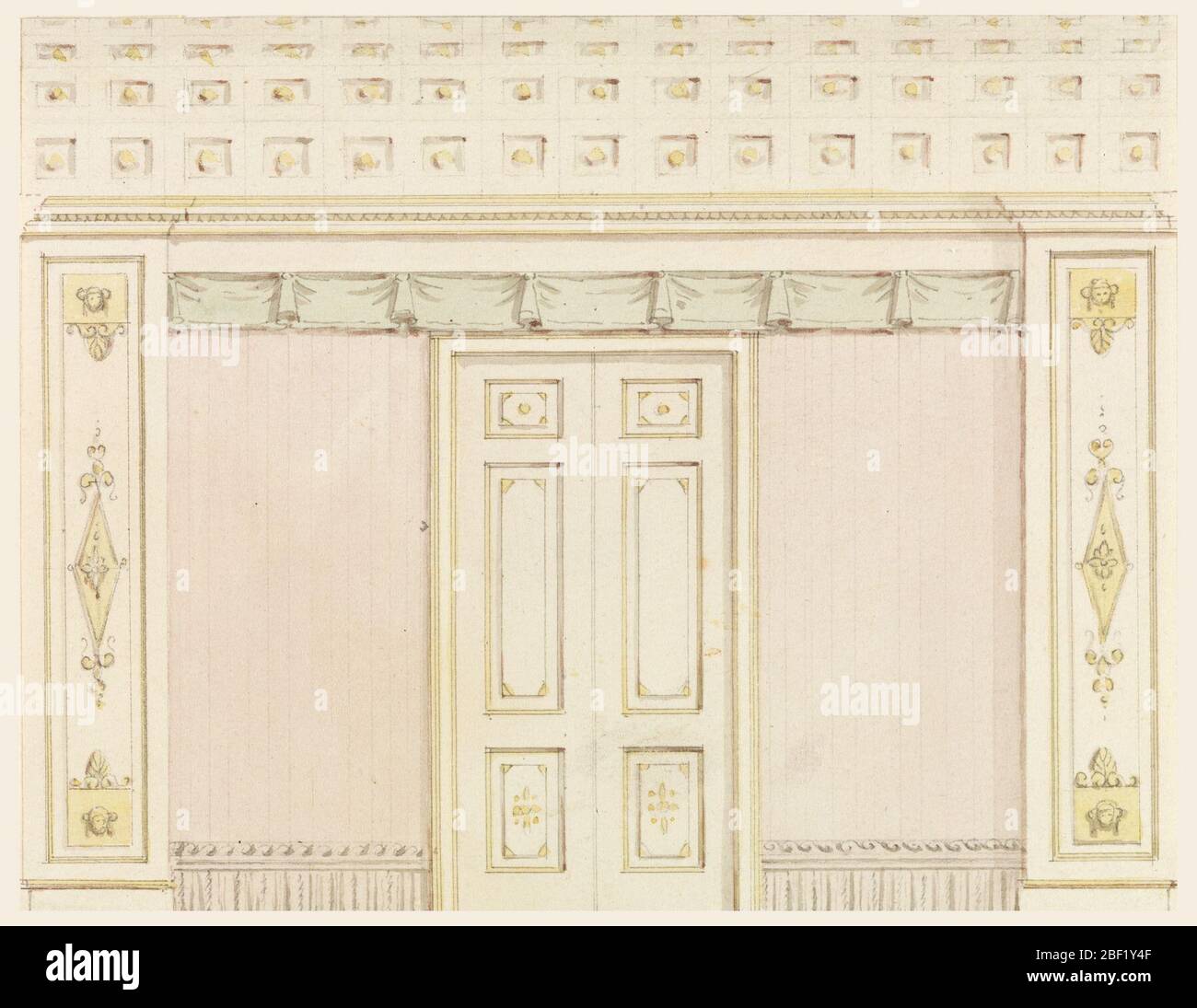 Wall Elevation. Horizontal rectangle. Wall elevation with center door
