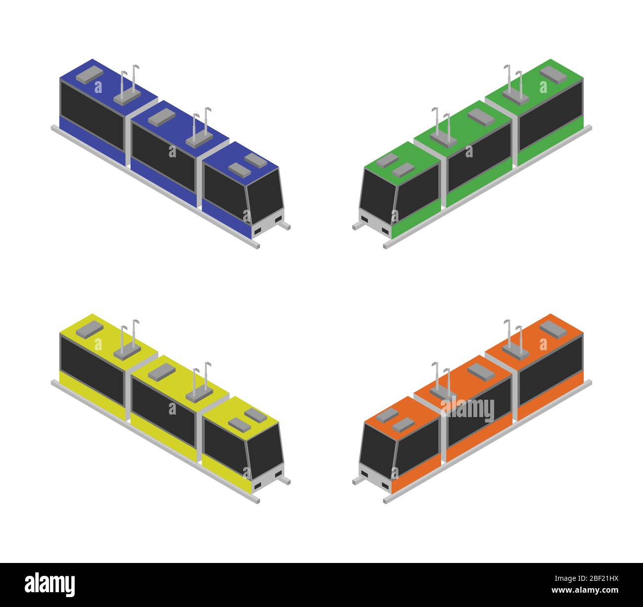 isometric tram icon illustrated in vector on white background Stock Vector