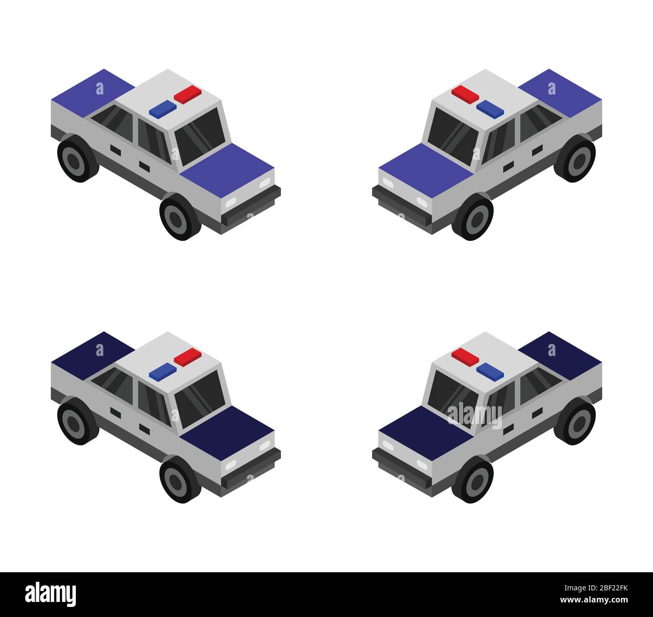 Isometric police car icon illustrated in vector on a white background ...