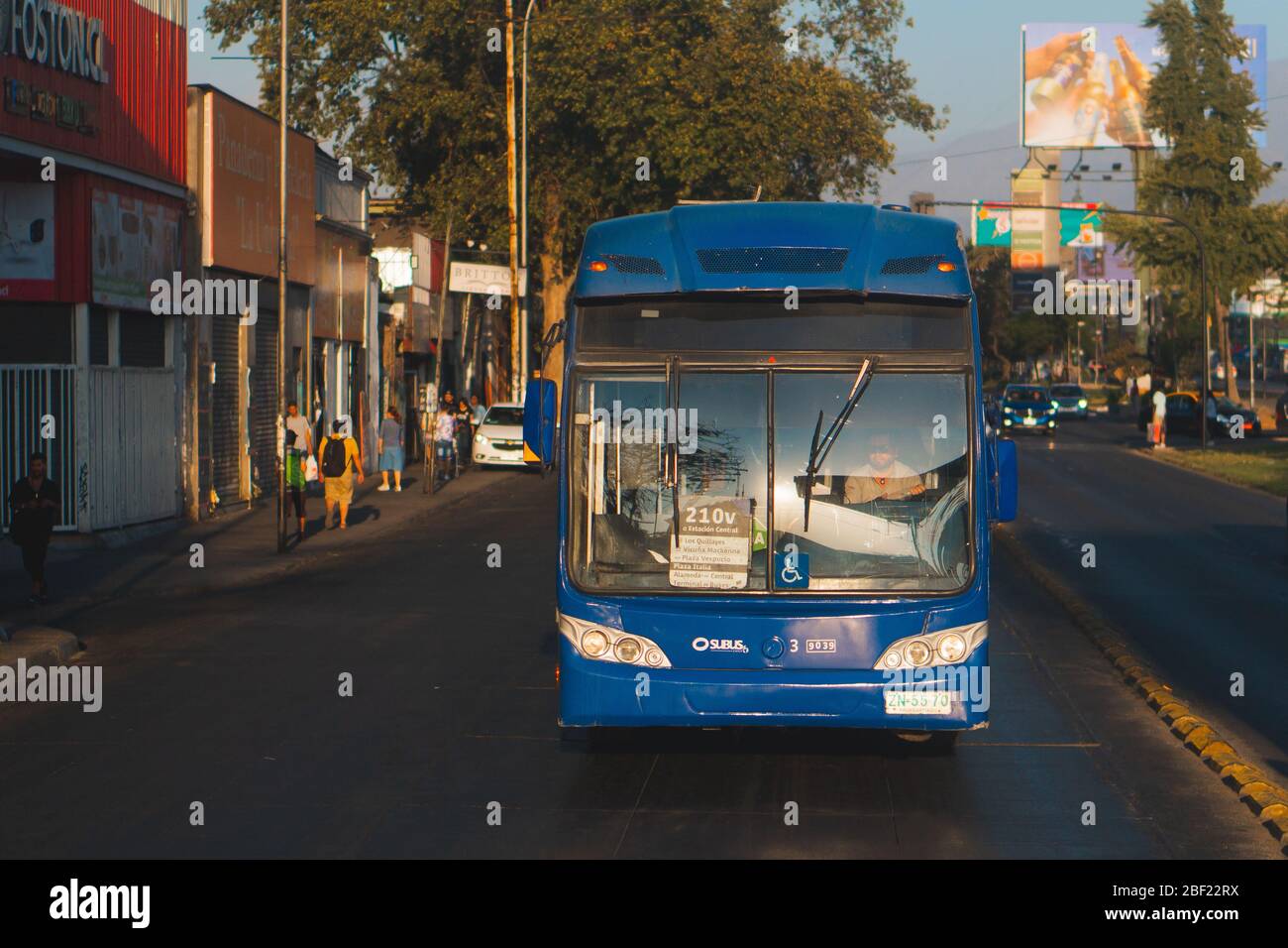 SANTIAGO, CHILE - JANUARY 2020: A Transantiago / RED Movilidad bus in Estación Central Stock Photo