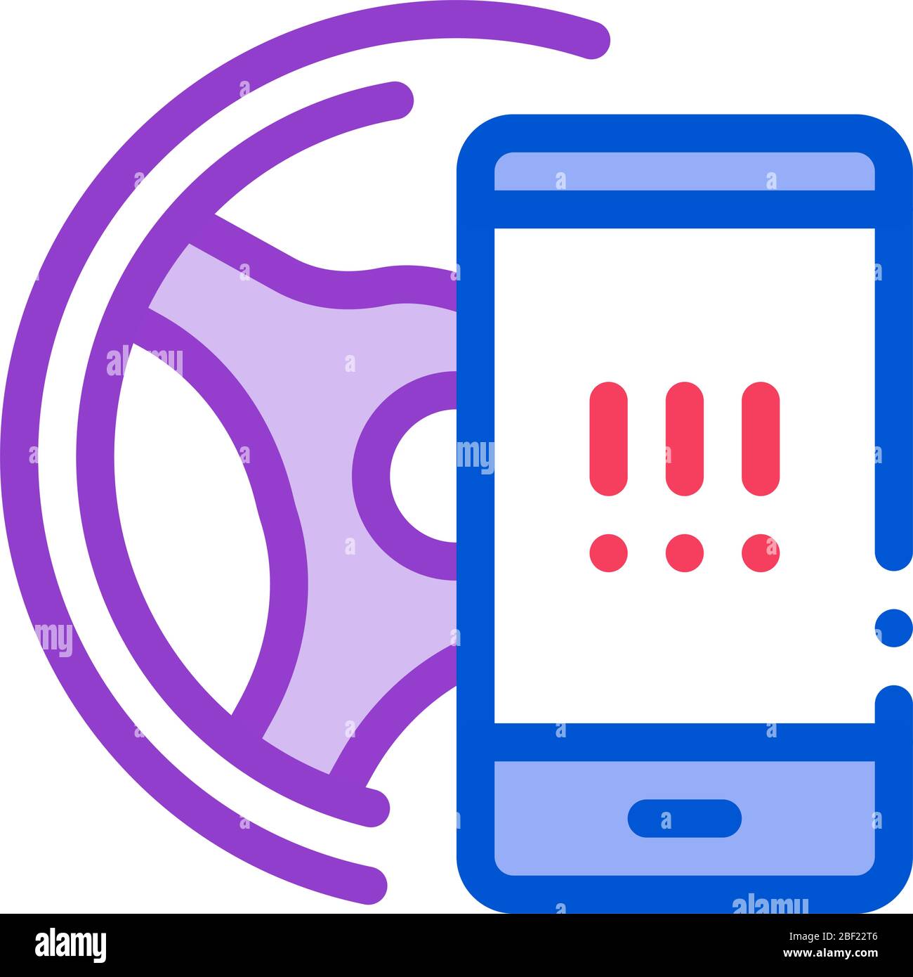 distracting phone while driving icon vector outline illustration Stock