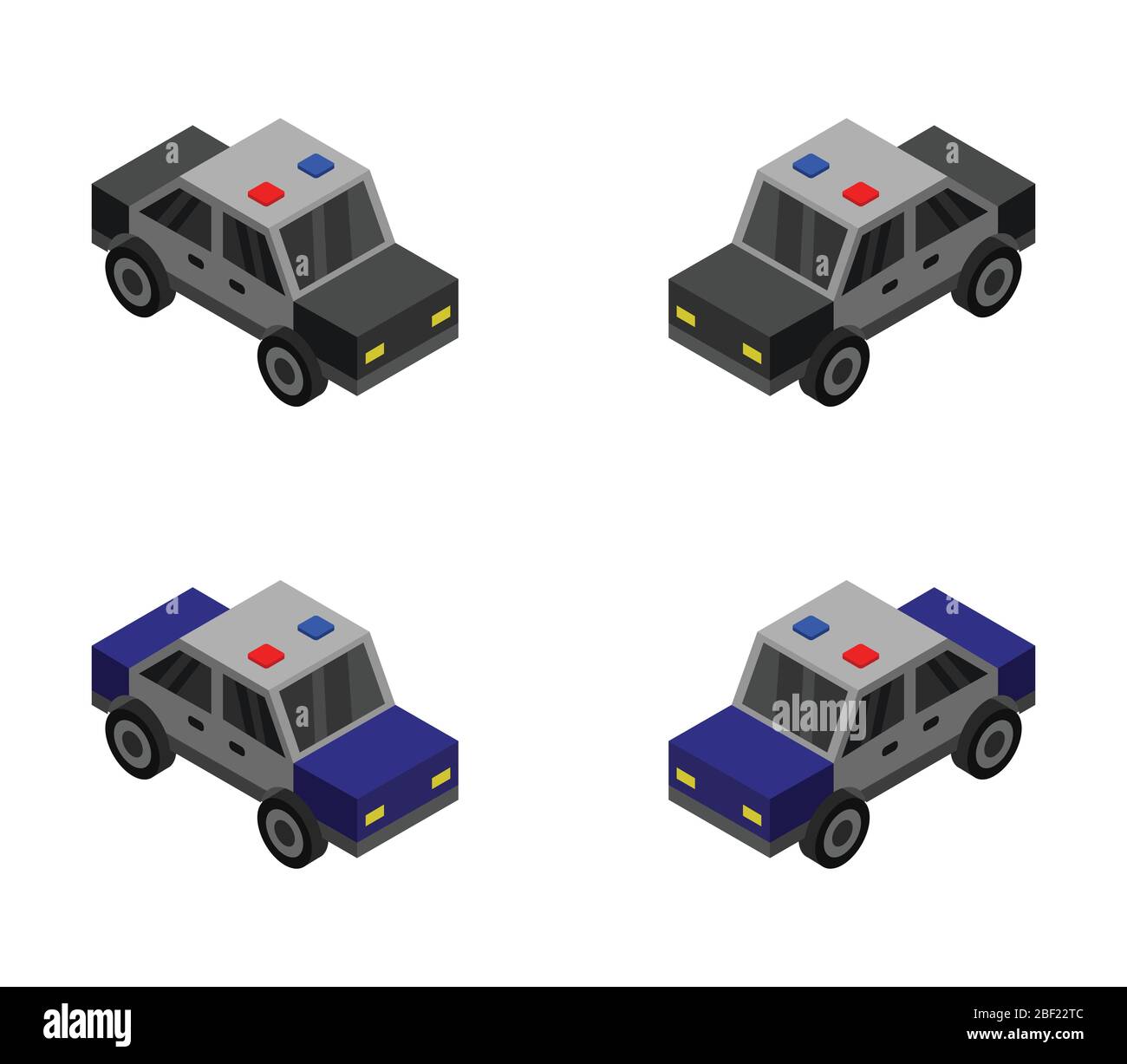 Isometric police car icon illustrated in vector on a white background ...