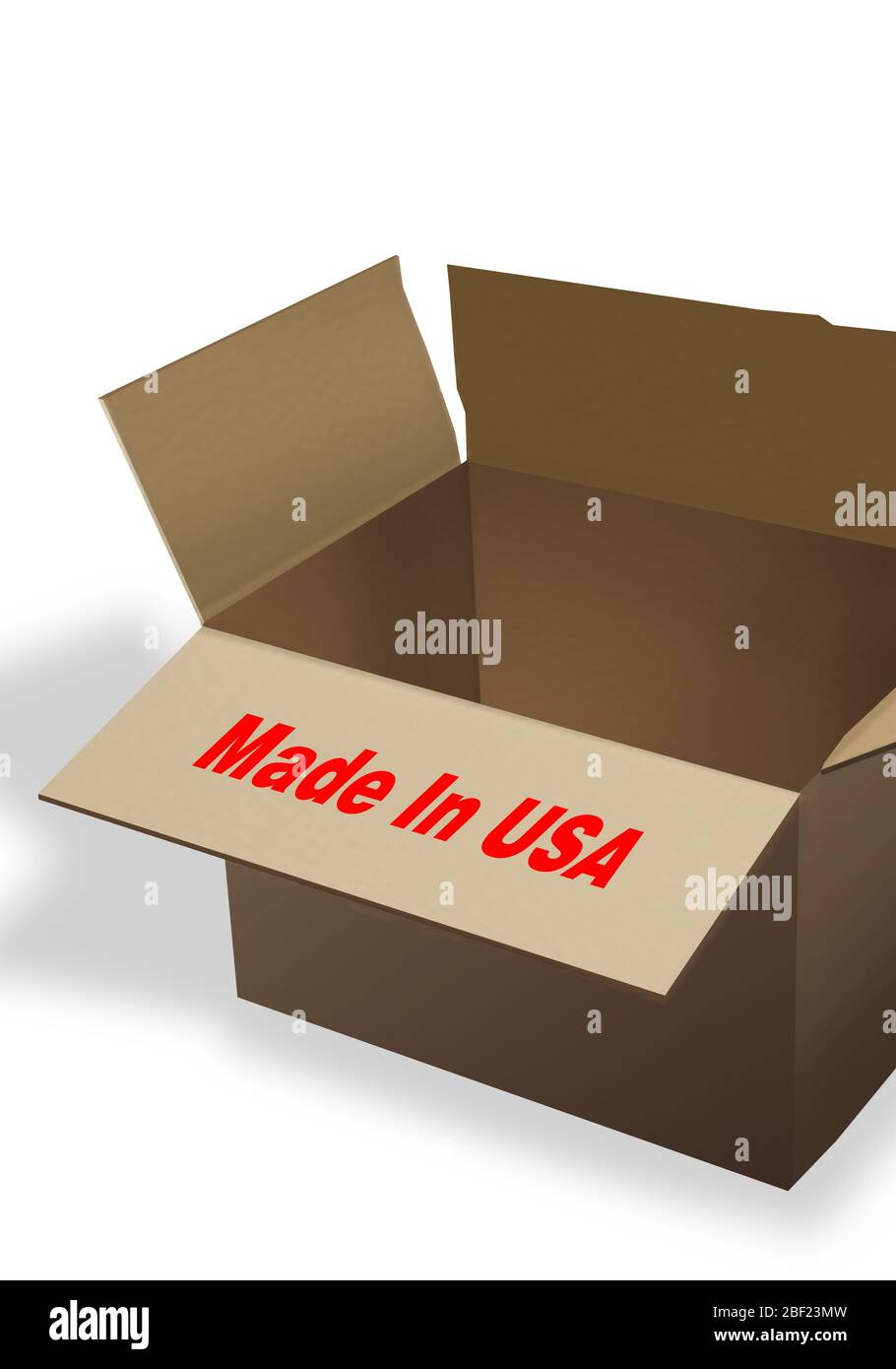 Made in USA,empty box. Stock Photo