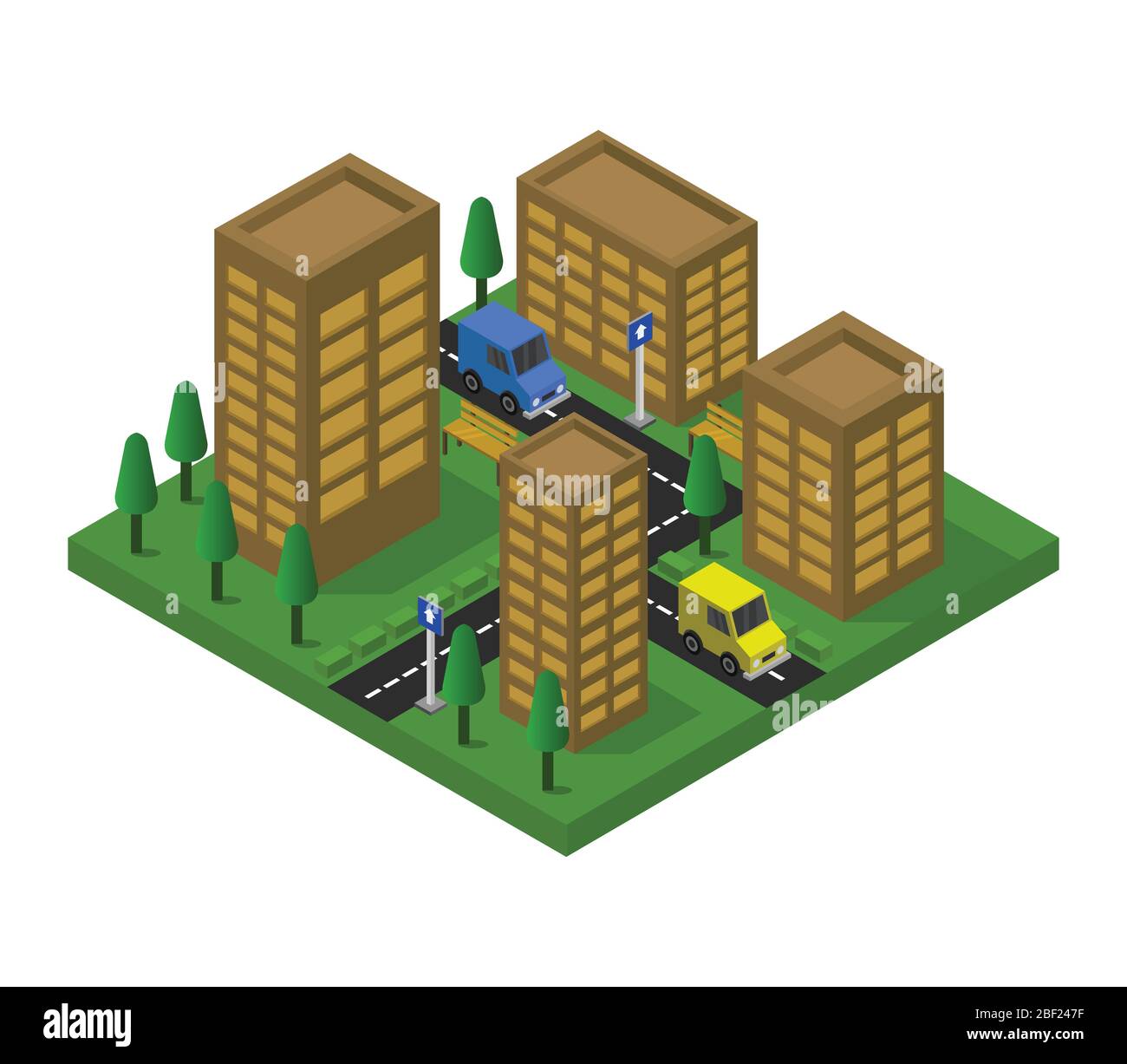 isometric city icon illustrated in vector on white background Stock ...