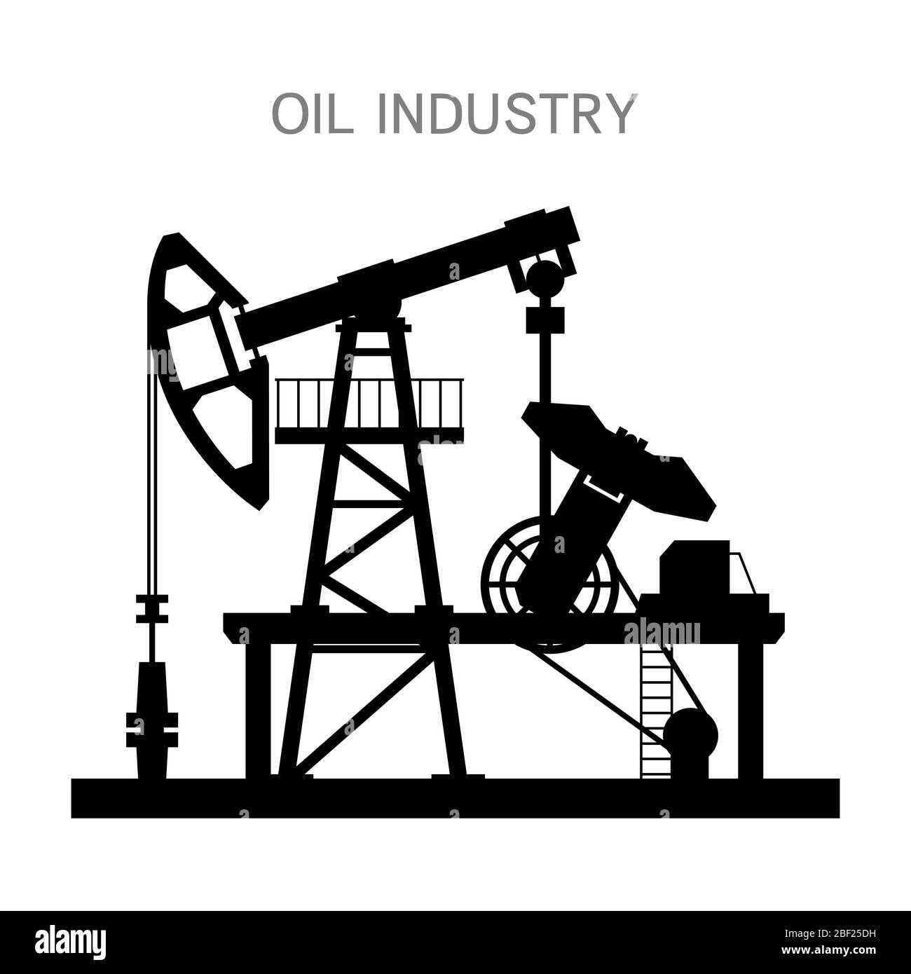 Silhouette of a pump for oil production on a white background Stock Vector