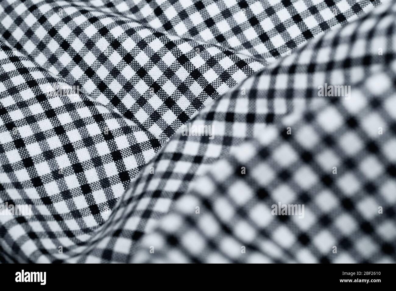 Squared pattern. black and white checkered fabric. geometric background Stock Photo