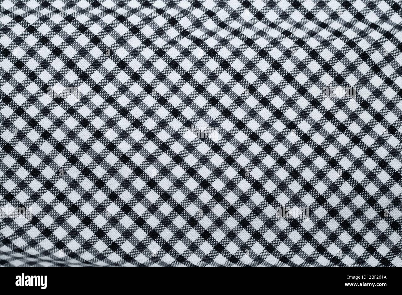 Squared pattern. black and white checkered fabric. geometric background Stock Photo