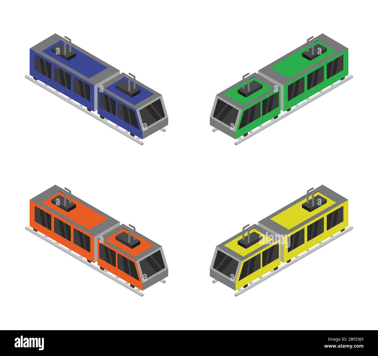 isometric tram icon illustrated in vector on white background Stock Vector