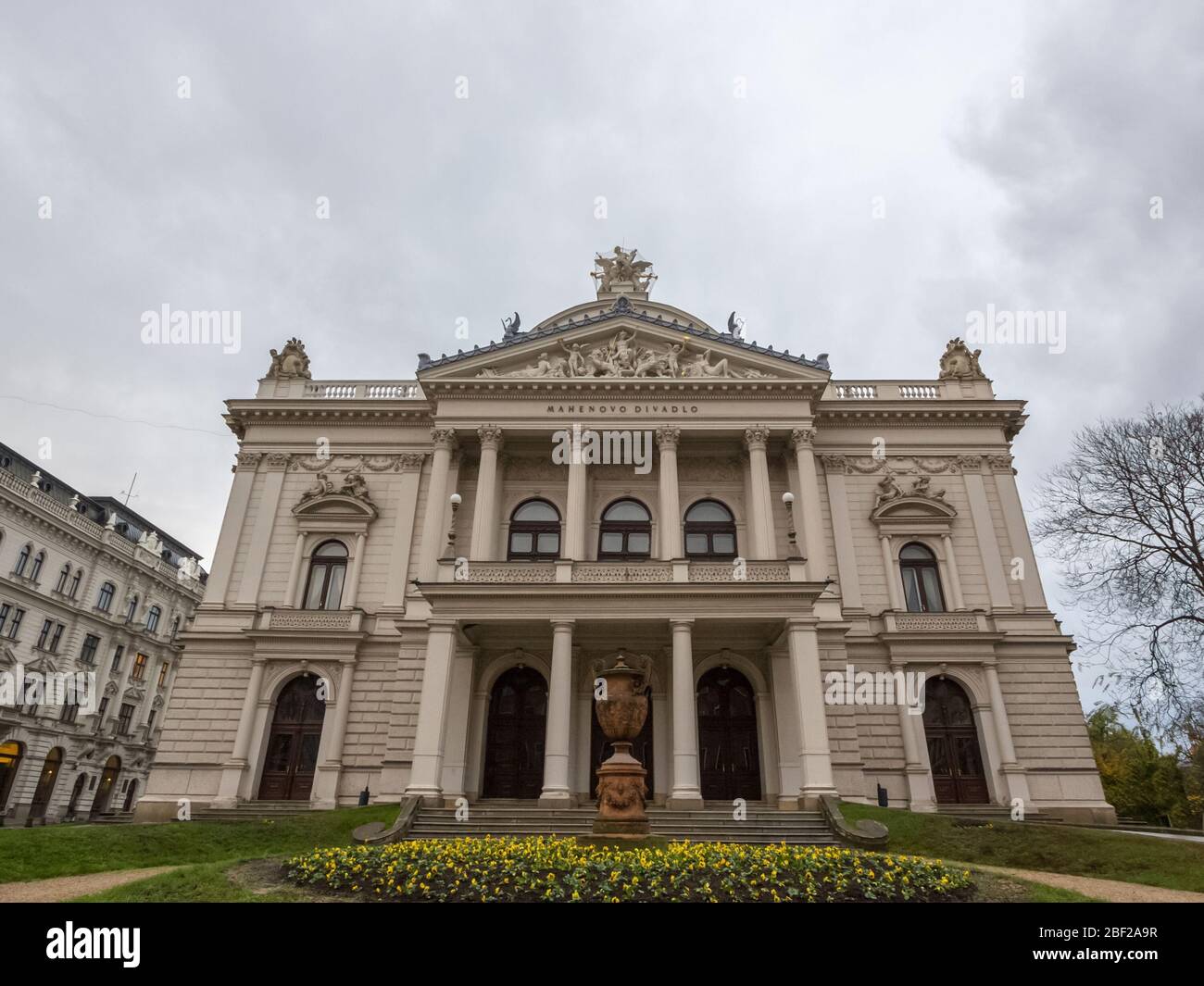 Main facade of Mahenovo Divaldo, also called Mahen theater, in Brno, Czech Republic. it is one of the main cultural landmarks of Brno, and a major Neo Stock Photo
