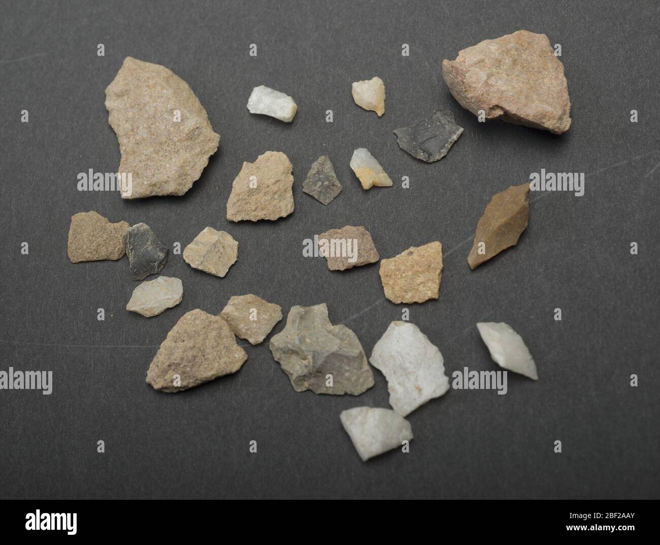 Prehistoric Rocks and Stones Shaped by Human Hands. In the early 1980s, archaeologists excavated land along Howard Road, SE before construction began on the Anacostia Metro Station in southeast Washington, D.C. Objects unearthed in the excavation revealed nearly 10,000 years of human settlement in the area. Stock Photo
