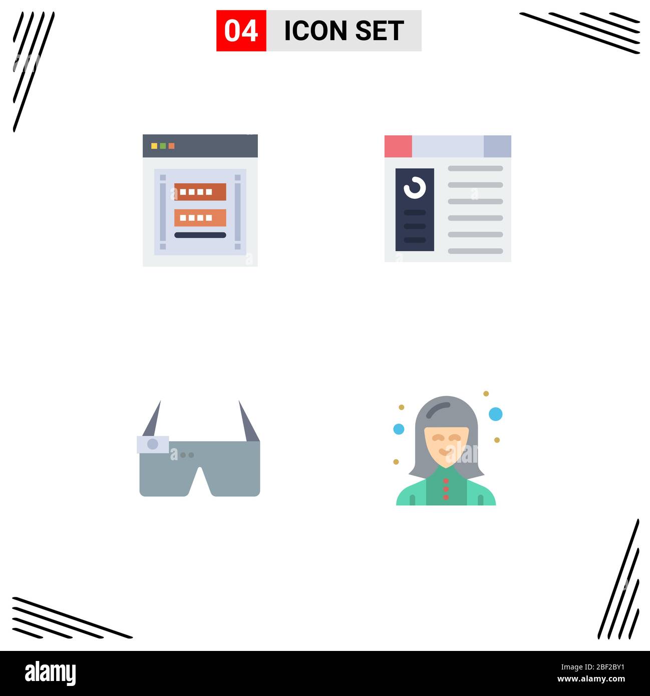 4 Universal Flat Icon Signs Symbols of fraudulent, device, password, computer, google glass Editable Vector Design Elements Stock Vector