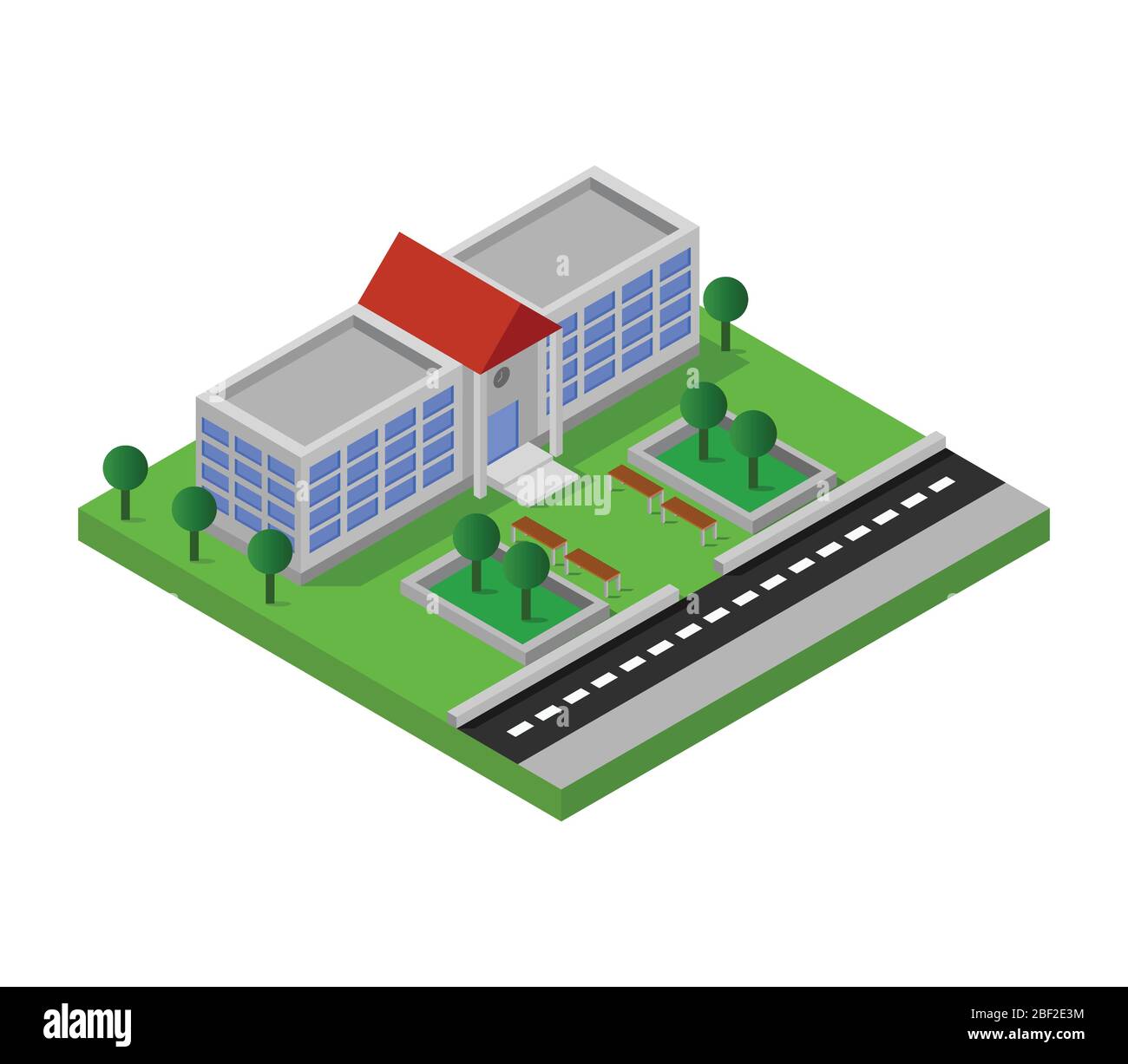 isometric school icon illustrated in vector on white background Stock Vector