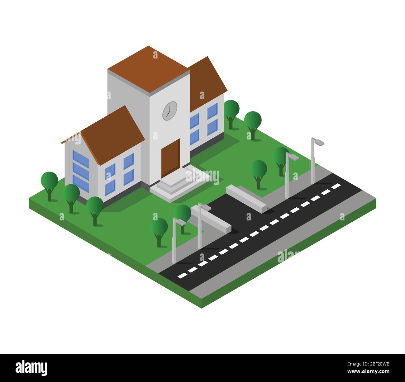 isometric school icon illustrated in vector on white background Stock Vector