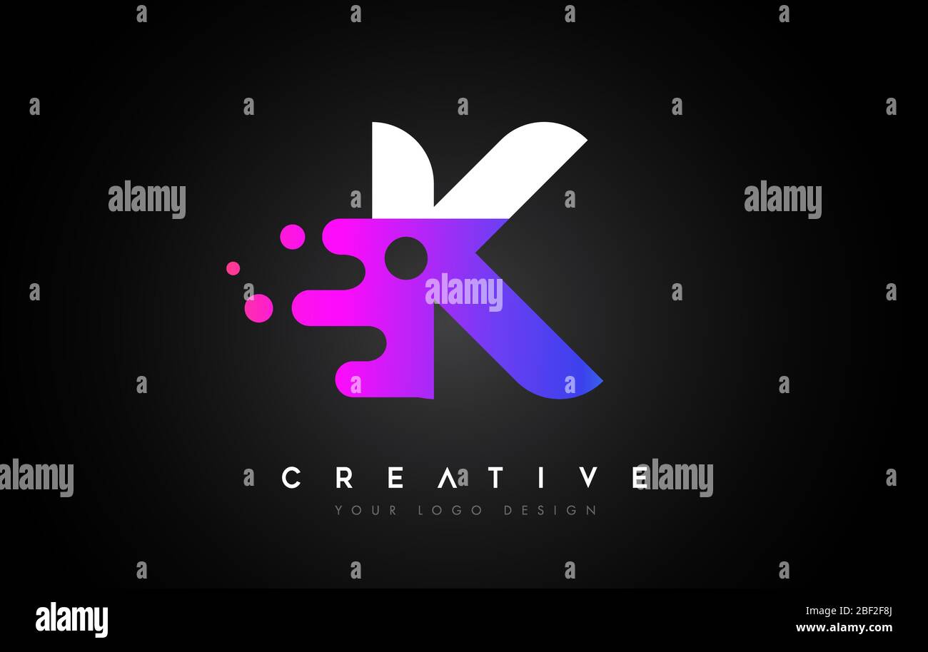 Dots Letter K Logo Design. Letter K Icon with Fluid Liquid Idea and ...