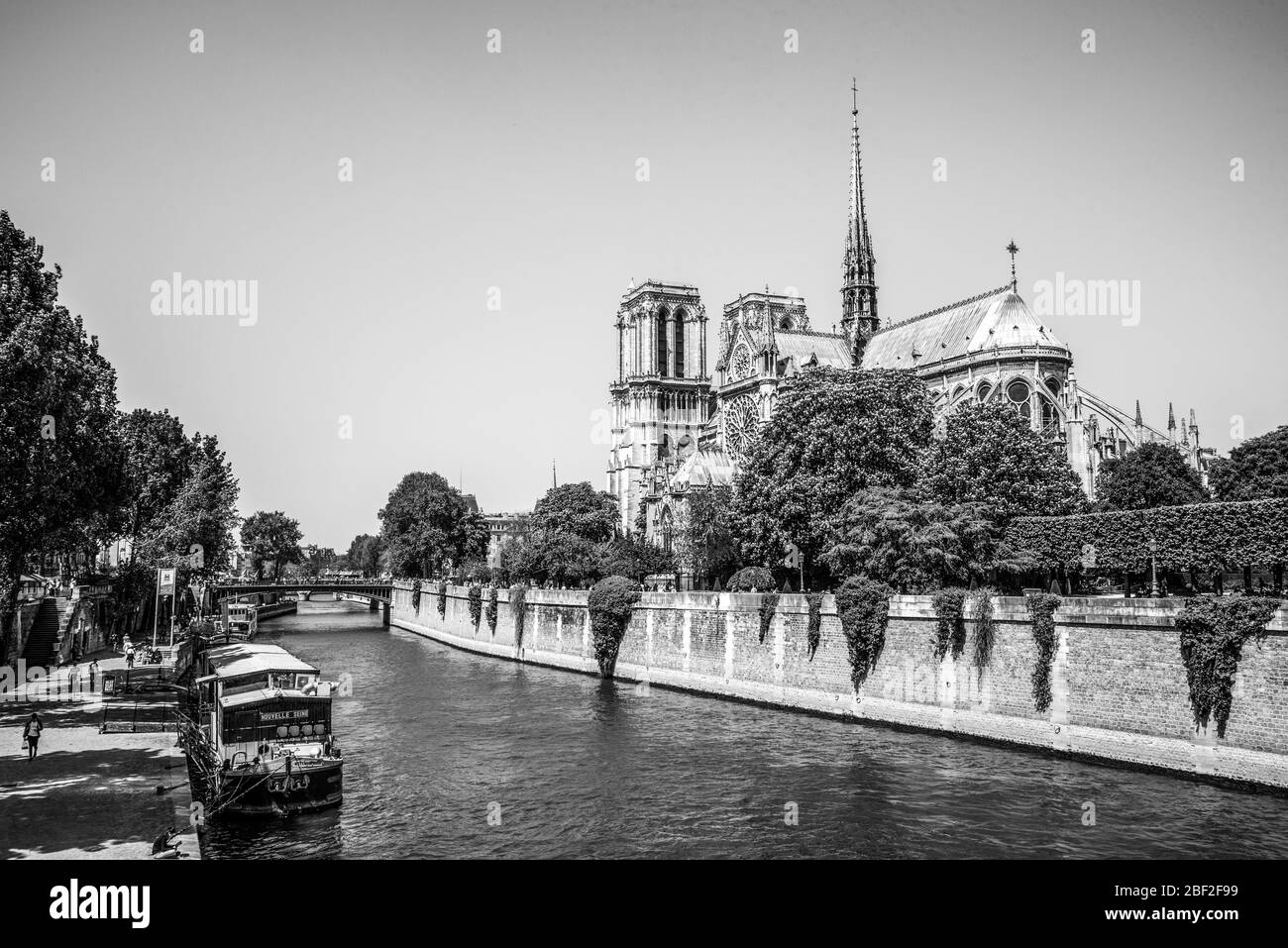 Notre Dame Cathedral from the other Seine side, Paris/France Stock Photo