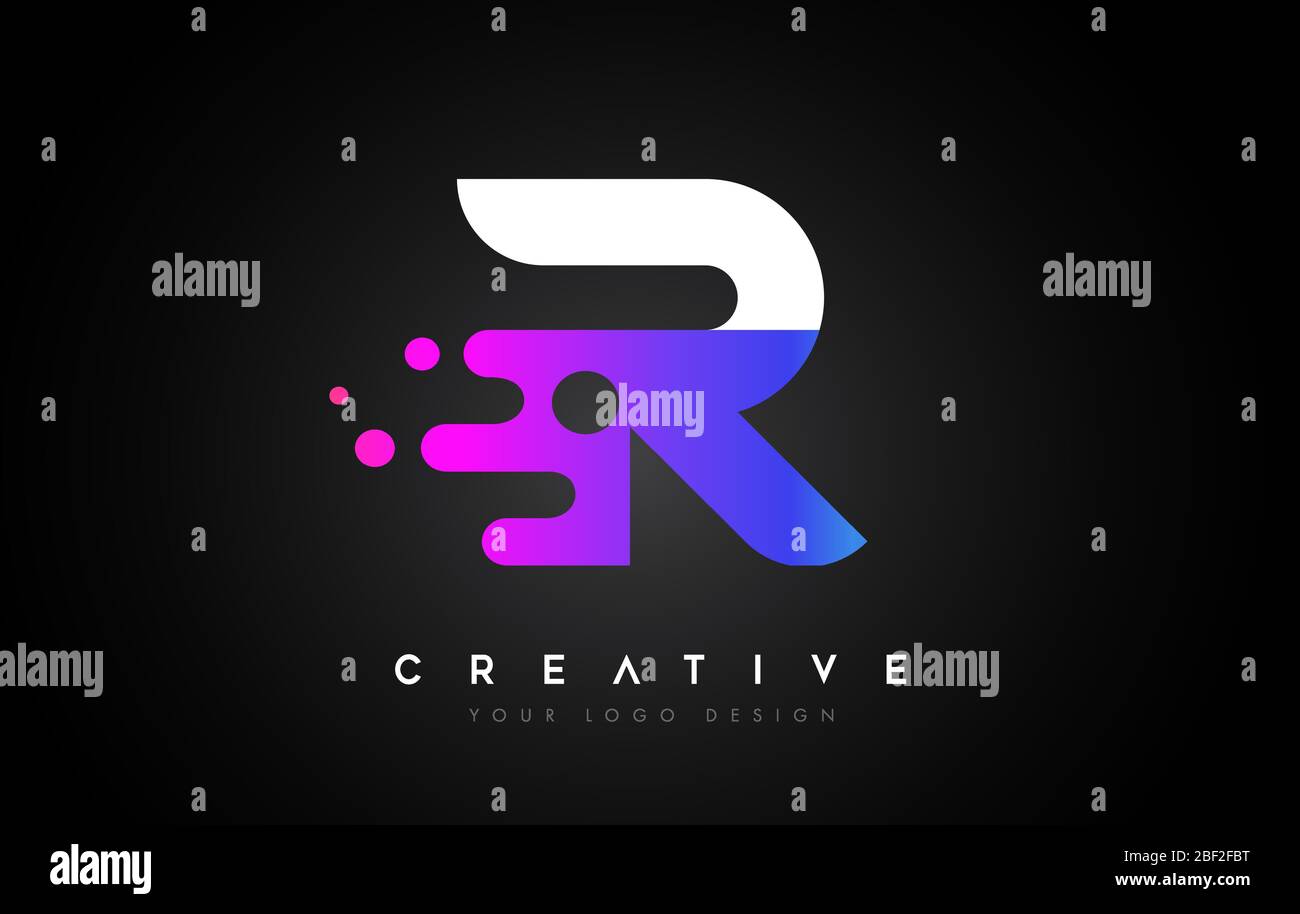 Dots Letter R Logo Design. Letter R Icon with Fluid Liquid Idea and ...