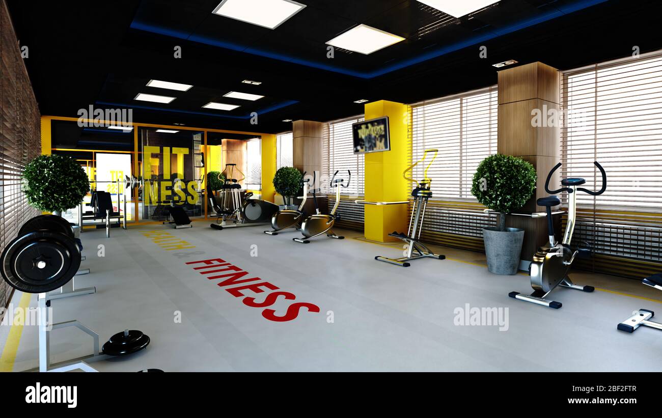 Gym interior design hi-res stock photography and images - Alamy
