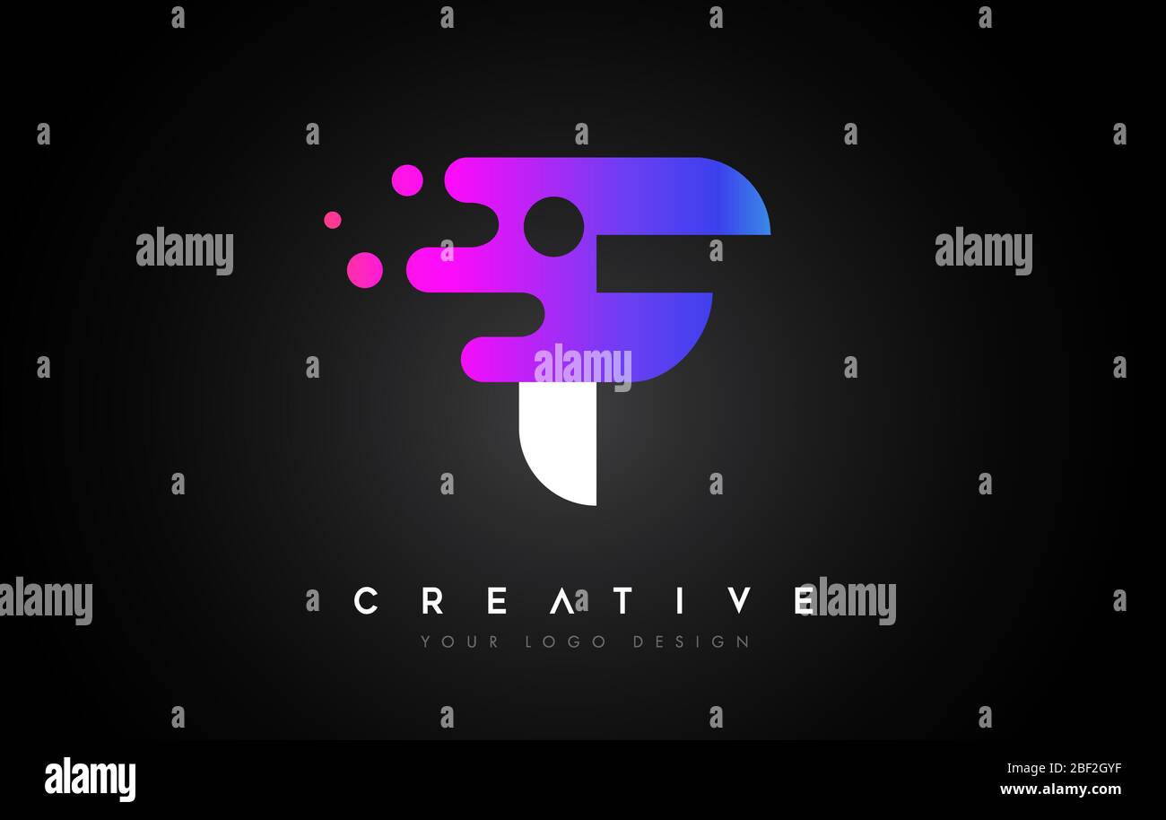 Dots Letter F Logo Design. Letter F Icon with Fluid Liquid Idea and ...