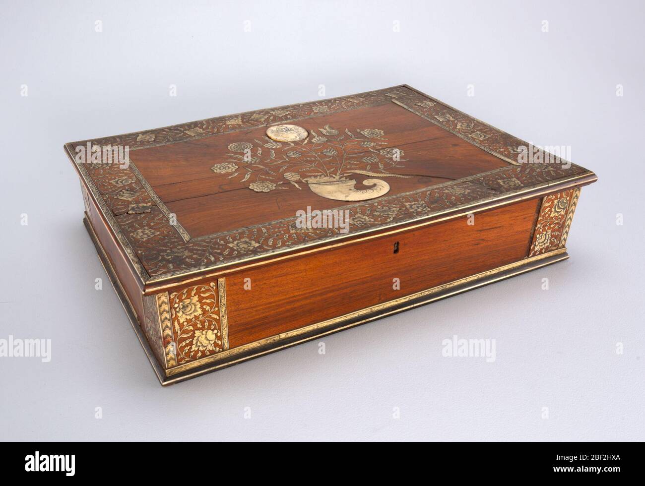 Writing Box Rectangular Wooden Box With Ivory Inlay Decoration