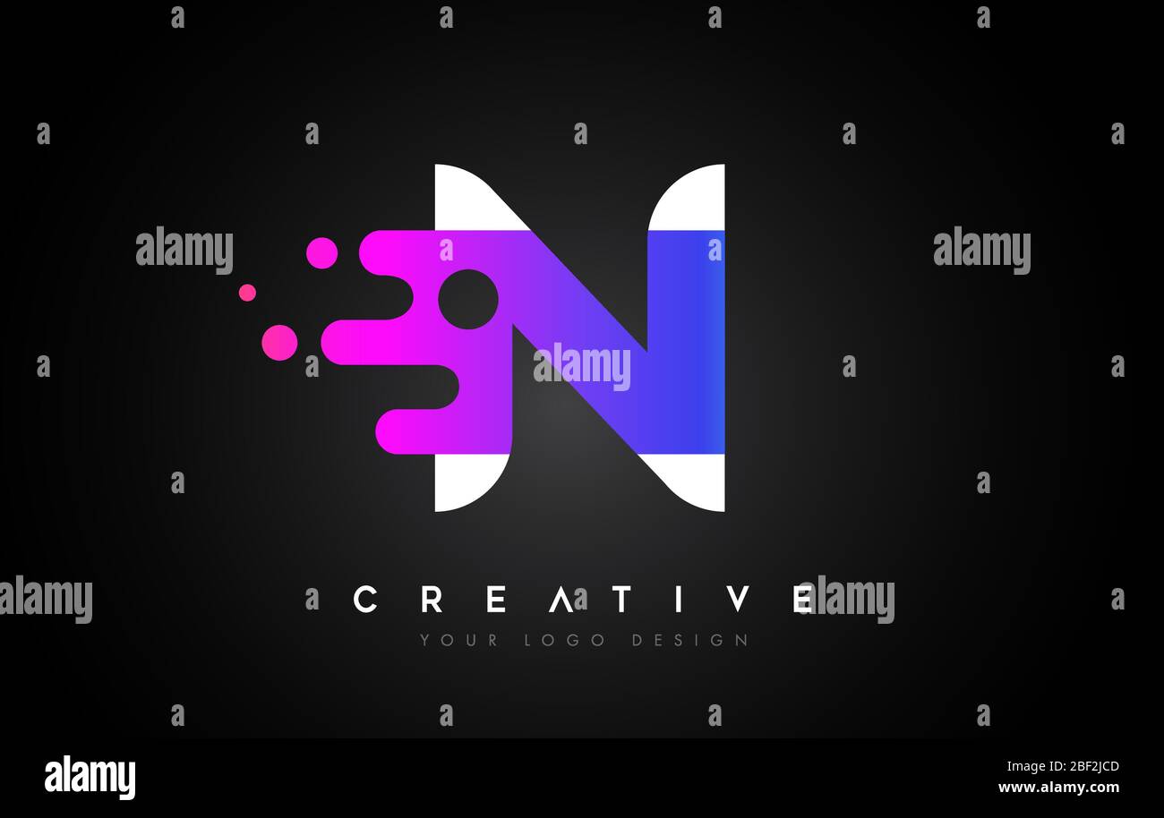 Dots Letter N Logo Design. Letter N Icon with Fluid Liquid Idea and ...