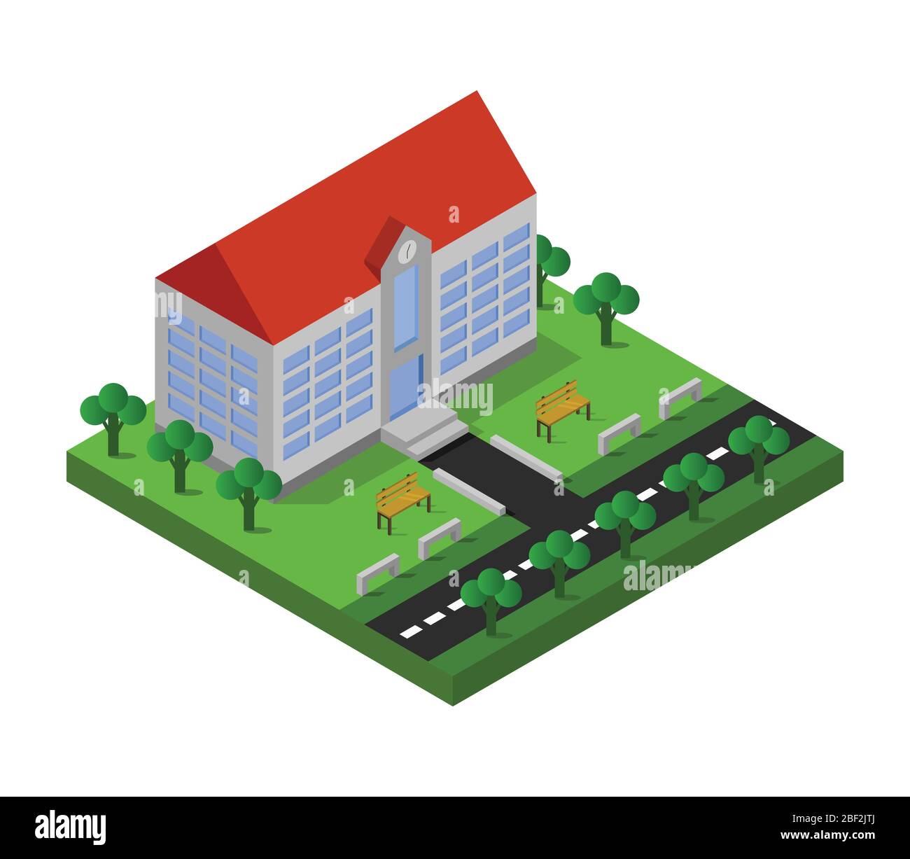 isometric school icon illustrated in vector on white background Stock Vector