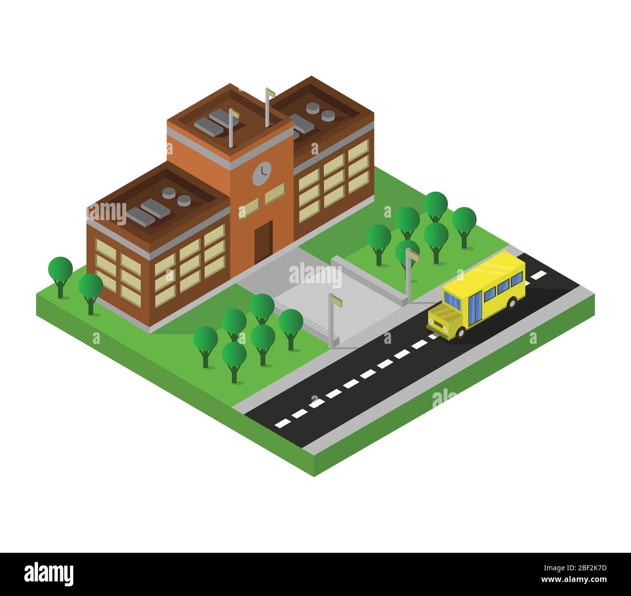 isometric school icon illustrated in vector on white background Stock Vector