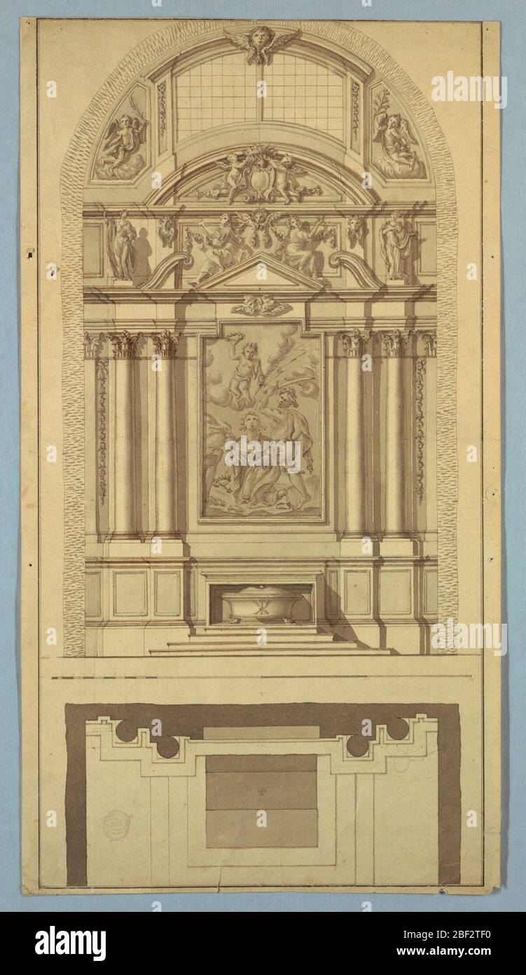 Project for an altar. Vertical composition of an altar. The left edge