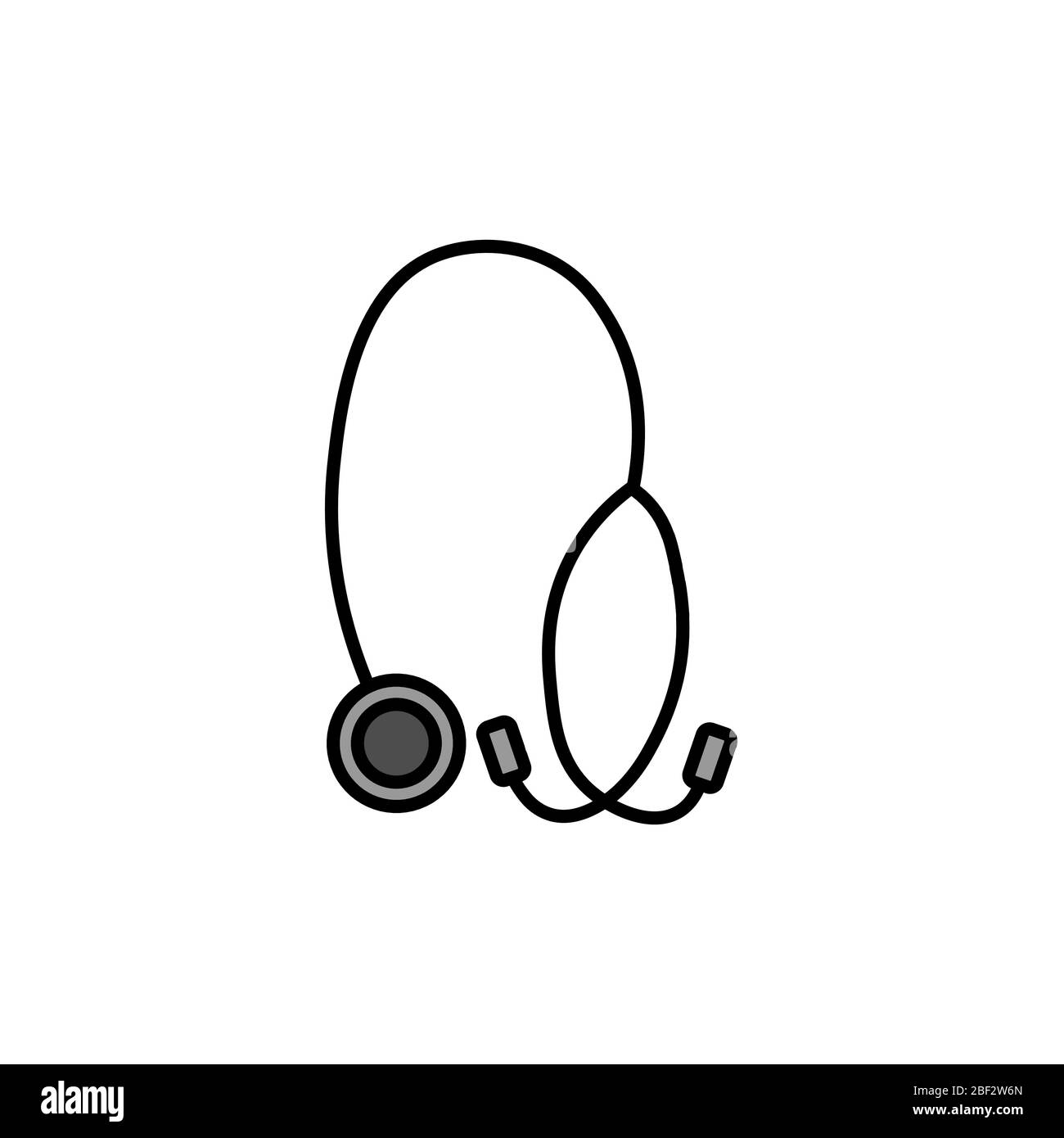 Medical equipment stethoscope. Black and grey outline on white background. Flat style vector illustration can be used in greeting cards, posters, flyers, banners, promotions, invitations etc. EPS10 Stock Vector
