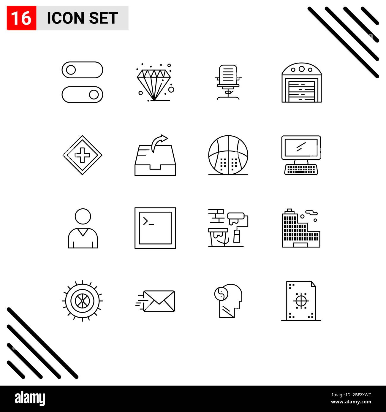 Outline Pack Of 16 Universal Symbols Of Customer Construction