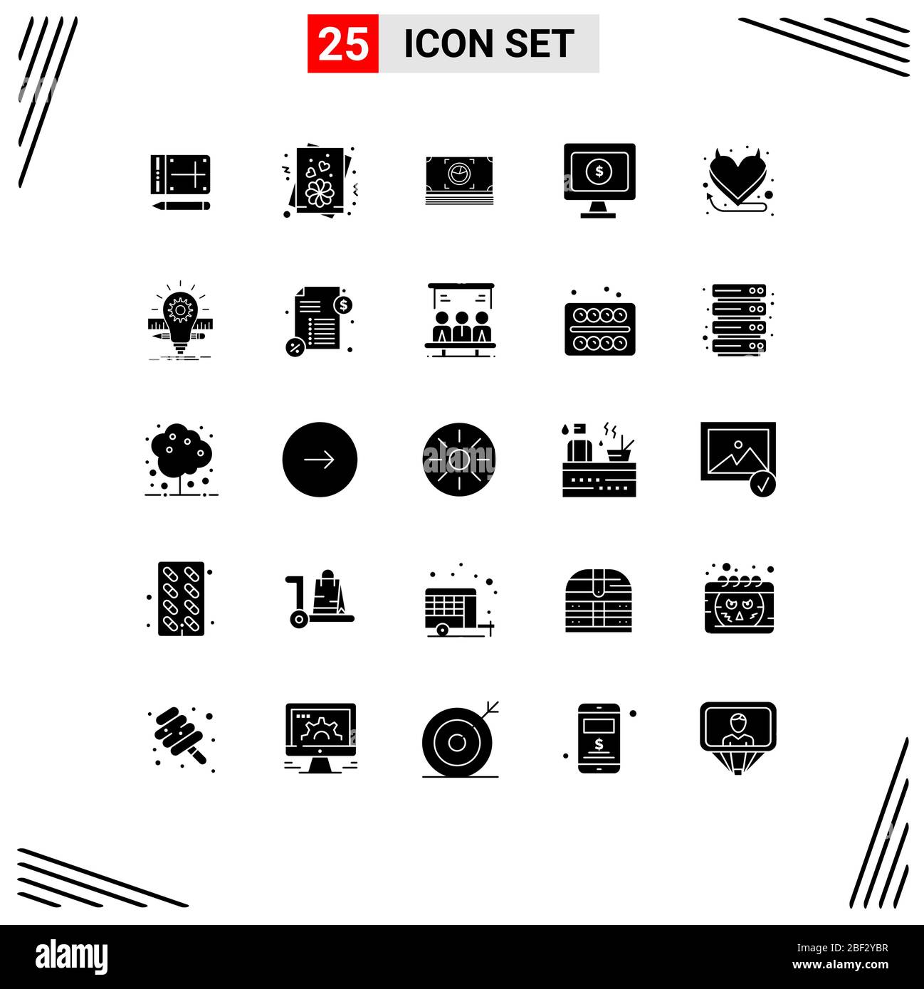 25 User Interface Solid Glyph Pack Of Modern Signs And Symbols Of Deveopment Heart Bundle Devil Dollar Editable Vector Design Elements Stock Vector Image Art Alamy