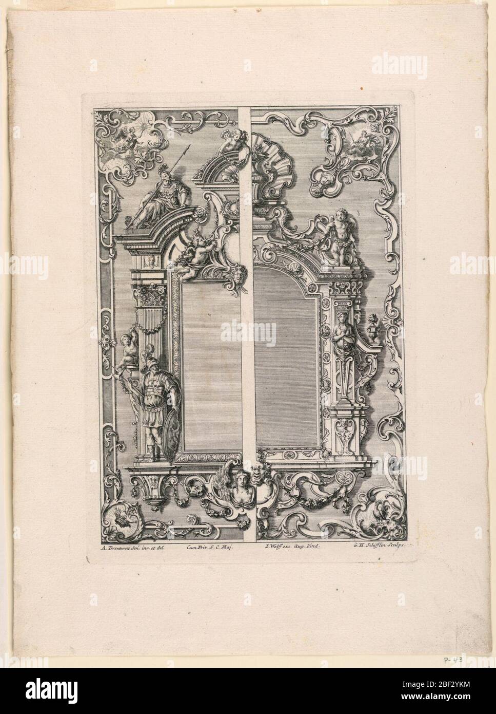 Unterschiedlich Augspurgische Goldschmidts Arbeit Large Frame Design Two Chairs and Wall Sconces Plate 6. Stock Photo